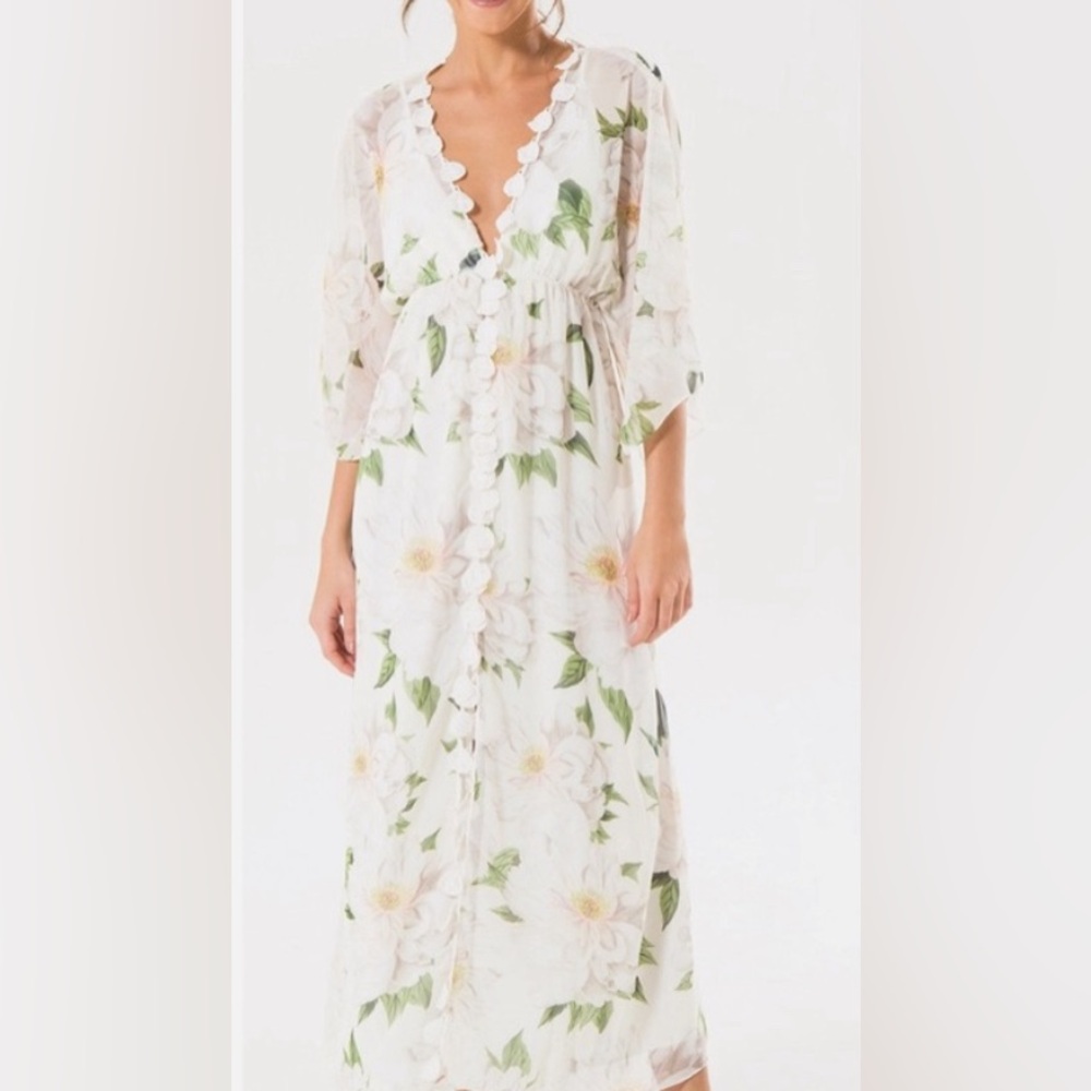 FARM- medium sheer floral dress